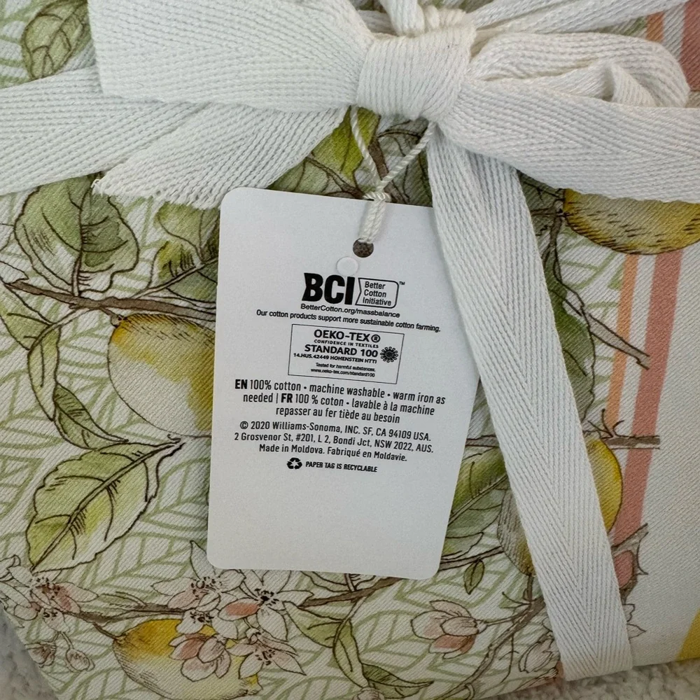Williams Sonoma Citron Lemon 70” Round Tablecloth NWT 🍋
